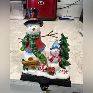 Festive Snowman Holiday Decoration Stocking holder